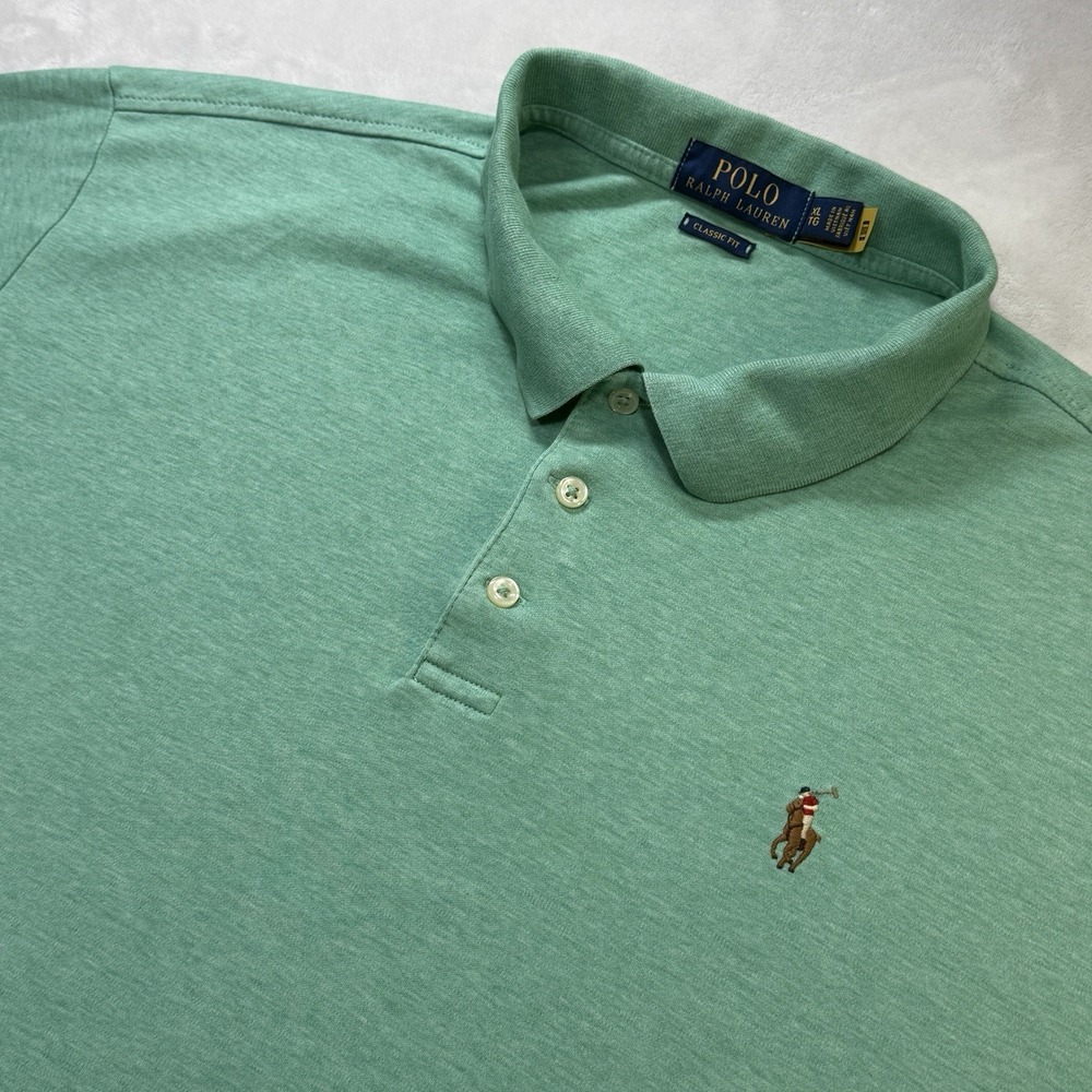 Polo Ralph Lauren Classic Fit Polo Shirt XL Green Heather Big Pony Golf Cotton